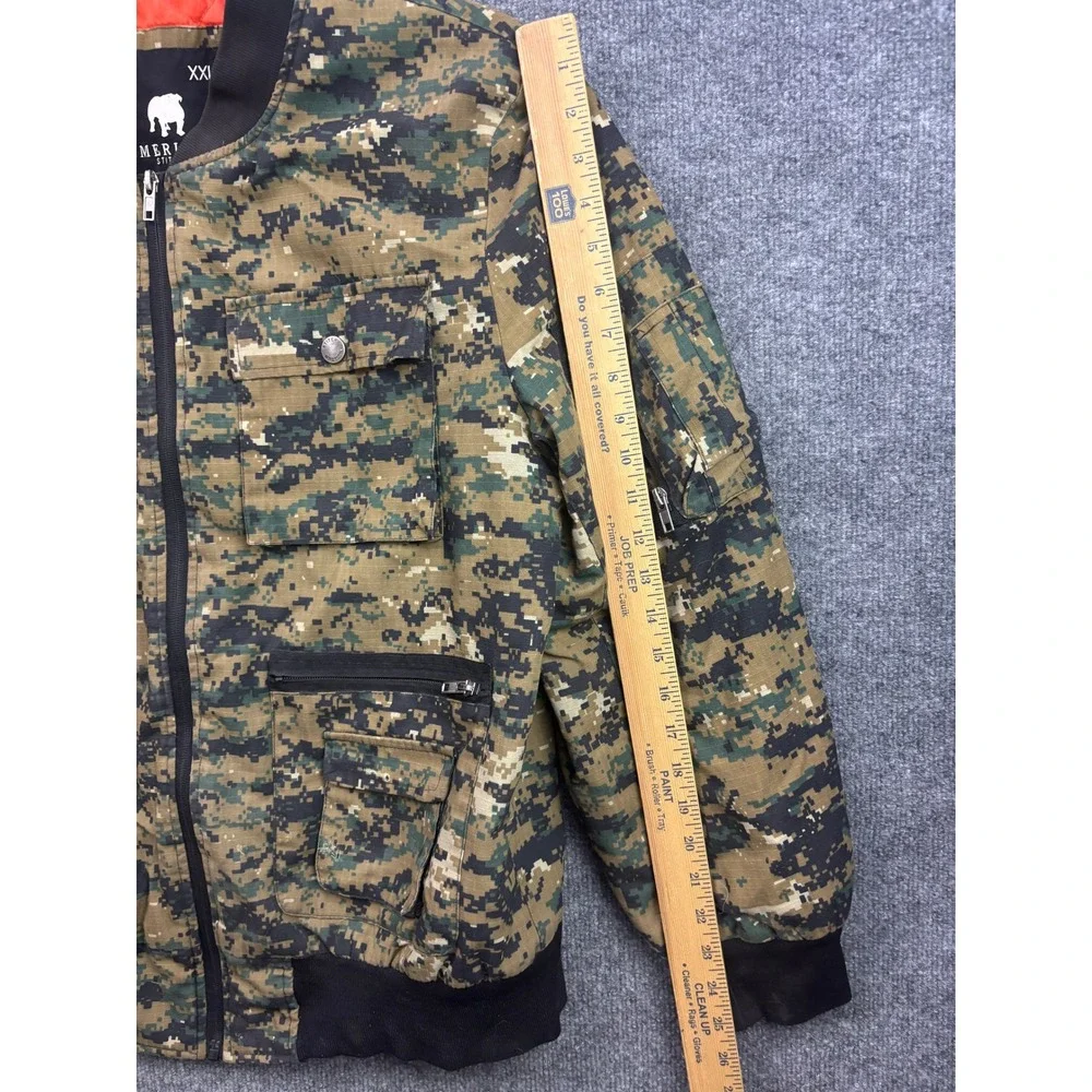 American Stitch Bomber Jacket Mens XXL Green Digital Camo Utility Multi-Pocket